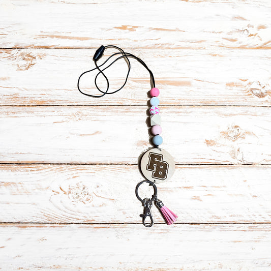 FB Beaded Breast Cancer Lanyard